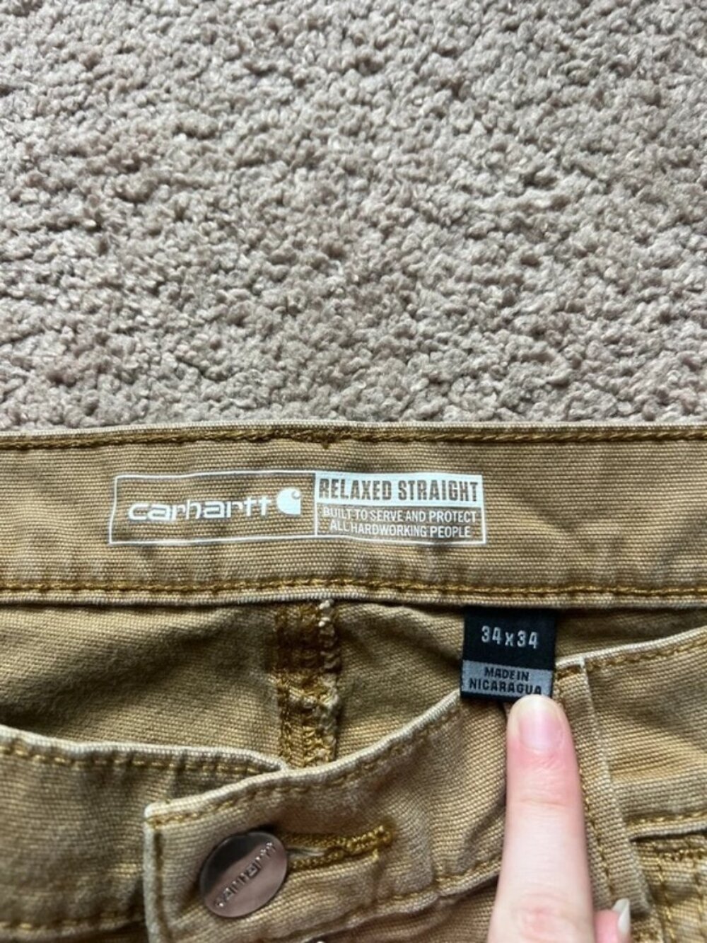 Carhartt Men’s Relaxed Straight Khaki Pants 34x34 - Picture 2 of 3